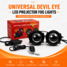Universal Devil Eye LED Projector Fog Lights with Wireless Remote 3.0 Inch Waterproof Universal Car Lighting Kit