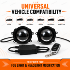 Universal Devil Eye LED Projector Fog Lights with Wireless Remote 3.0 Inch Waterproof Universal Car Lighting Kit