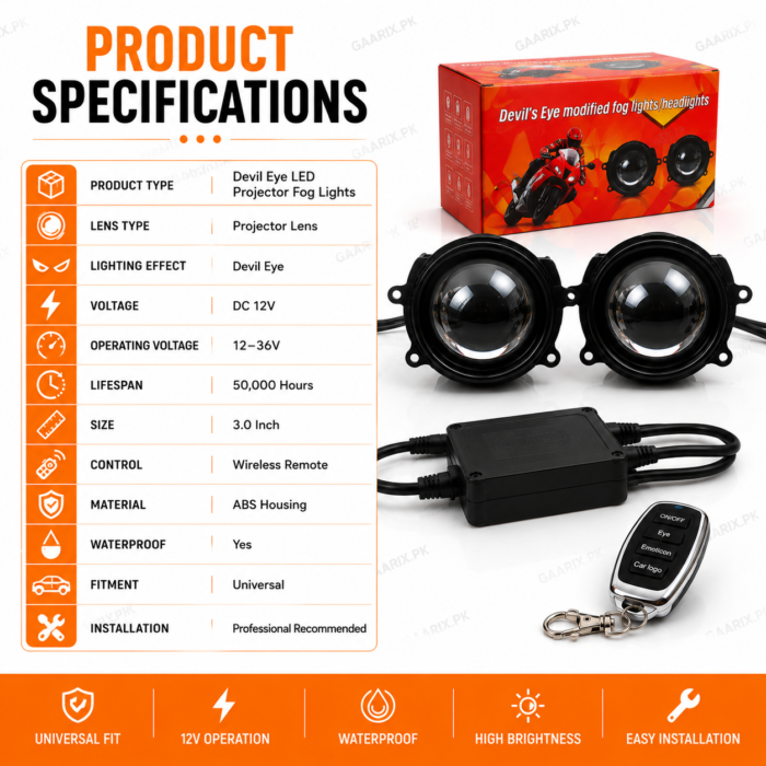 Devil-Eye-LED-Projector-Fog-Lights-Specifications