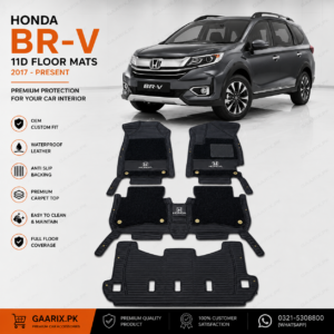Honda BR-V 2017–Present Premium 11D Custom Fit Waterproof Leather Floor Mats