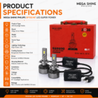Mega-Shine-Philips-SP150-H7-LED-Headlight-Bulbs-Specifications