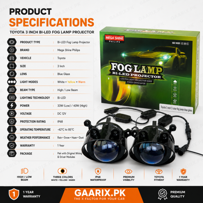 Toyota-3-Inch-Bi-LED-Fog-Lamp-Projector-Specifications