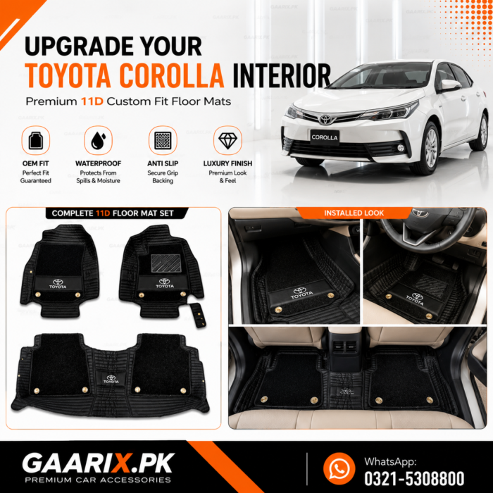 Toyota-Corolla-2015–Present-11D-Floor-Mats-Installation Luxury 11D Car Floor Mats for Toyota Corolla