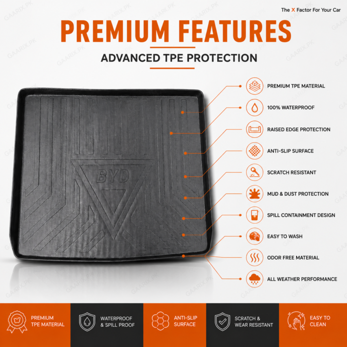 BYD Atto 3 TPE Trunk Mat Custom Fit Waterproof Diggi Tray Boot Liner