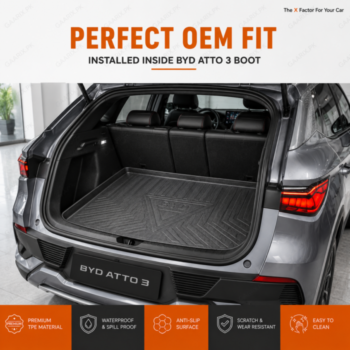 BYD Atto 3 TPE Trunk Mat Custom Fit Waterproof Diggi Tray Boot Liner
