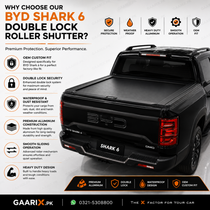 BYD Shark 6 Double Lock Roller Shutter Cover 2025–Present Premium Aluminum Waterproof Pickup Bed Cover