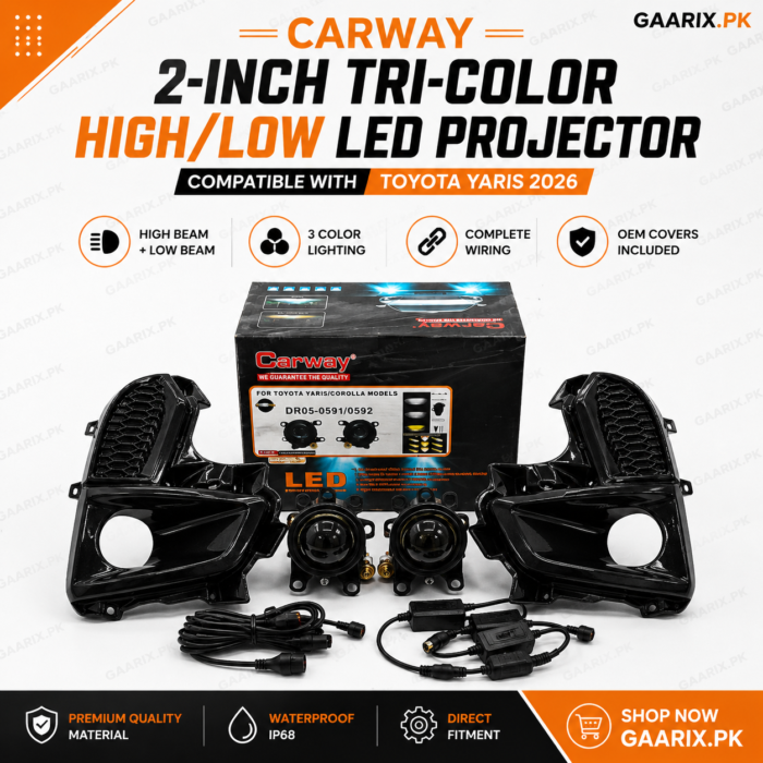 Carway 2-Inch Tri-Color High Low LED Projector Fog Lamp Kit Toyota Yaris 2026