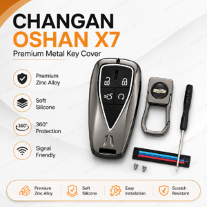 Changan Oshan X7 premium zinc alloy metal key cover with soft silicone inner layer.