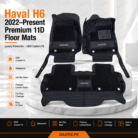 Haval H6 2022–Present Premium 11D Custom Fit Waterproof Luxury Leather Floor Mats with Full Floor Coverage