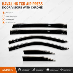 Haval H6 TXR Air Press Door Visors with Chrome Premium Smoke Black OEM Fit Rain Guards
