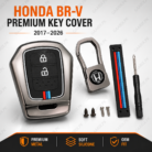 Honda BR-V 2017–2026 premium metal key cover with hook, connecting belt, screws and screwdriver