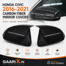 Honda Civic 2016–2021 Carbon Fiber Style Side Mirror Covers with High Gloss OEM Fit Finish