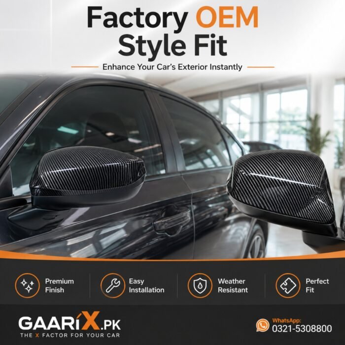 Honda Civic 2016–2021 Carbon Fiber Style Side Mirror Covers with High Gloss OEM Fit Finish