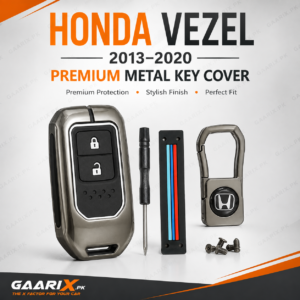 Honda Vezel 2013–2020 premium metal key cover with accessories