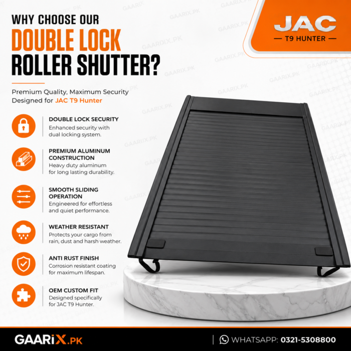 JAC T9 Hunter premium double lock aluminum roller shutter cargo bed cover