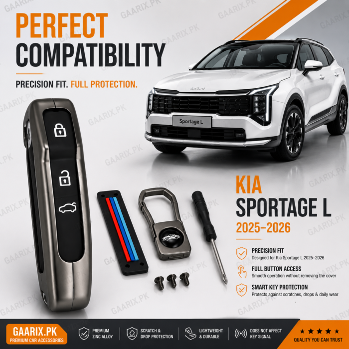kia-sportage-l-2025-2026-metal-key-cover-compatibility Kia Sportage L 2025–2026 premium metal key cover with zinc alloy shell and accessories