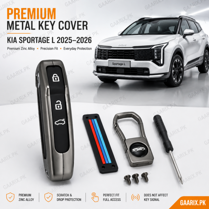 kia-sportage-l-2025-2026-metal-key-cover-hero Kia Sportage L 2025–2026 premium metal key cover with zinc alloy shell and accessories