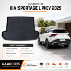 Premium custom-fit TPE trunk mat for Kia Sportage L PHEV 2025 with waterproof raised-edge boot liner protection.