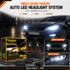 Mega Shine Philips 2000W H11 Auto LED Headlight System 6000K Cool White H8 H9 Compatible LED Headlight Bulbs