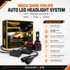 Mega Shine Philips 2000W H11 Auto LED Headlight System 6000K Cool White H8 H9 Compatible LED Headlight Bulbs