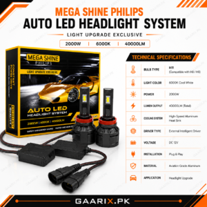 mega-shine-philips-2000w-h11-led-headlights-specifications Mega Shine Philips 2000W H11 Auto LED Headlight System 6000K Cool White H8 H9 Compatible LED Headlight Bulbs