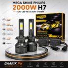 Mega Shine Philips 2000W H7 Auto LED Headlight System – 6000K Cool White CANBUS LED Bulbs