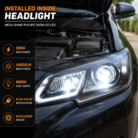 Mega Shine Philips 300W H7 LED Headlamp – 6000K Cool White 40000LM Plug & Play