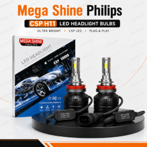 Mega Shine Philips CSP5000 H11 LED Headlight Bulbs with 6000K Cool White Light, External CANBUS Driver and Plug & Play Installation