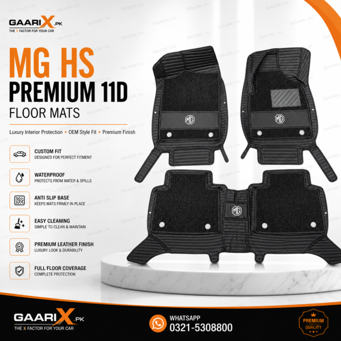 MG HS Premium 11D Custom Fit Waterproof Luxury Leather Floor Mats with OEM Fit and Full Interior Protection