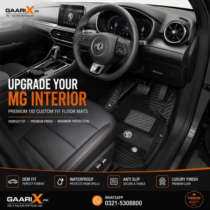 MG HS Premium 11D Custom Fit Waterproof Luxury Leather Floor Mats with OEM Fit and Full Interior Protection