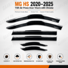 MG HS 2020–2025 TXR Air Press Door Visors with Chrome – Premium Smoke Black Rain Guards