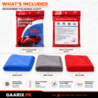 Microfiber polishing cloth in blue grey and red for car cleaning
