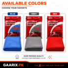 Microfiber polishing cloth in blue grey and red for car cleaning