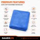 Microfiber polishing cloth in blue grey and red for car cleaning