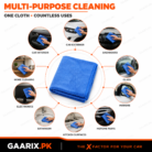 Microfiber polishing cloth in blue grey and red for car cleaning