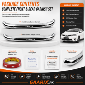 Toyota Corolla 2018 Premium Chrome Front Rear Bumper Garnish