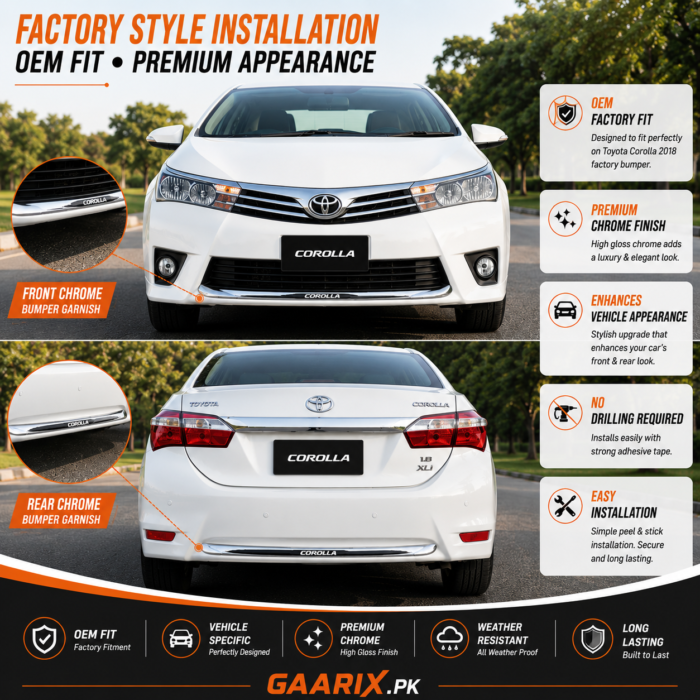 toyota-corolla-2018-premium-chrome-front-rear-bumper-garnish-oem-fit Toyota Corolla 2018 Premium Chrome Front Rear Bumper Garnish