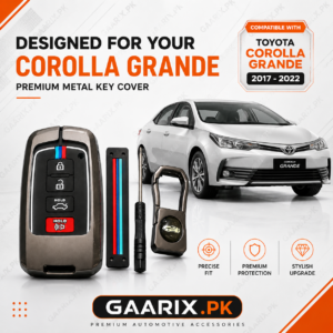 Toyota Corolla Grande 2017–2022 Premium Metal Key Cover | Zinc Alloy Smart Key Case