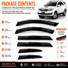 Toyota Fortuner 2012–2015 TXR Air Press Door Visors with Chrome – OEM Smoke Black Rain Guards