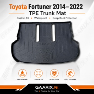 toyota-fortuner-2014-2022-tpe-trunk-mat Toyota Fortuner 2014–2022 custom fit waterproof TPE trunk mat with raised edges and anti-slip boot liner for maximum cargo protection.