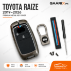 Toyota Raize 2019–2026 premium metal key cover with silicone inner case and accessories