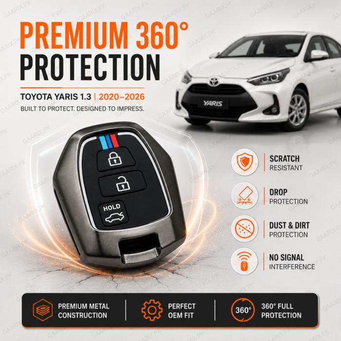 toyota-yaris-1-3-metal-key-cover-360-protection Toyota Yaris 2020–2026 1.3 premium metal key cover with accessories