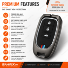 Toyota Yaris 2020–2026 1.5 premium metal smart key cover with zinc alloy shell, silicone inner case, hook, screwdriver and accessories.