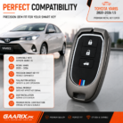 Toyota Yaris 2020–2026 1.5 premium metal smart key cover with zinc alloy shell, silicone inner case, hook, screwdriver and accessories.