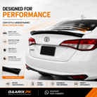 Toyota Yaris 2020–Present Premium ABS OEM Style Gloss Black Rear Trunk Spoiler Wing Installed on White Toyota Yaris