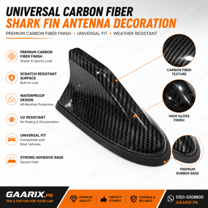 Universal Carbon Fiber Shark Fin Antenna Decoration – Premium Universal Roof Antenna Cover