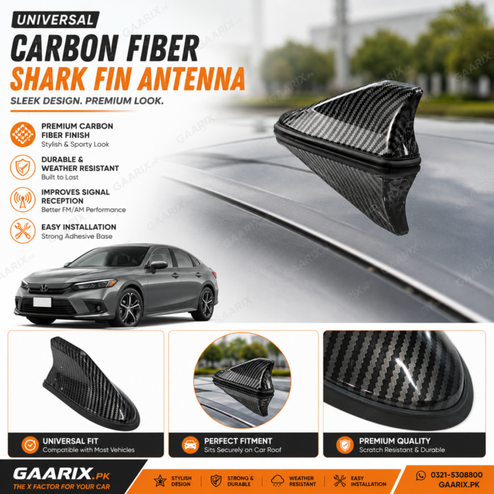 Universal Carbon Fiber Shark Fin Antenna Decoration – Premium Universal Roof Antenna Cover