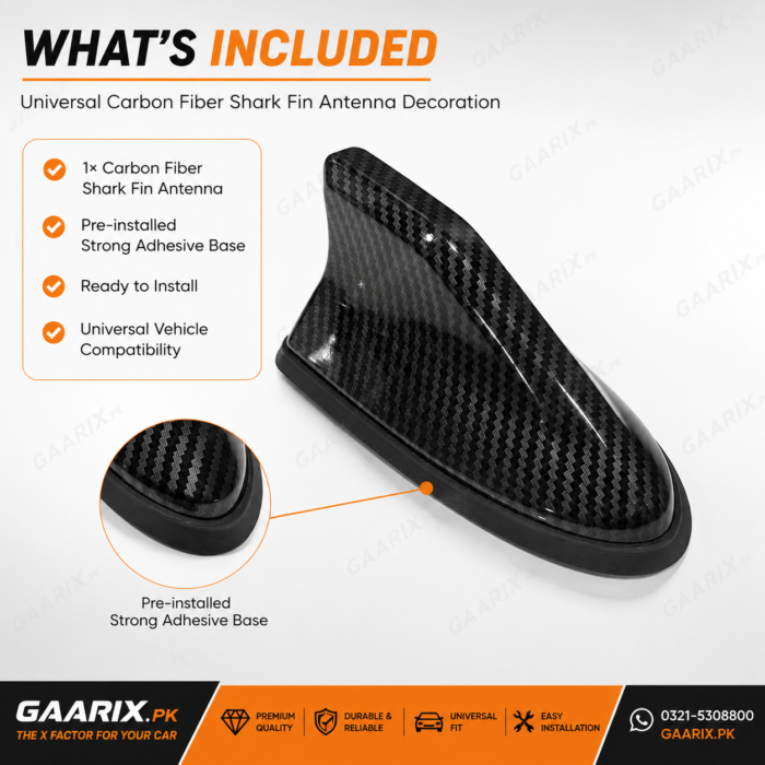 Universal Carbon Fiber Shark Fin Antenna Decoration – Premium Universal Roof Antenna Cover