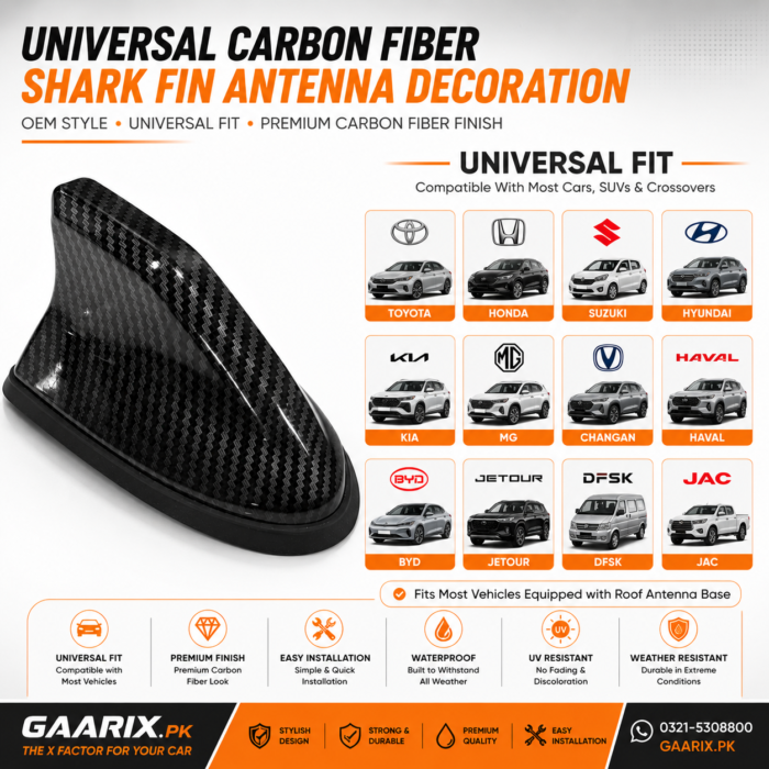 Universal Carbon Fiber Shark Fin Antenna Decoration – Premium Universal Roof Antenna Cover