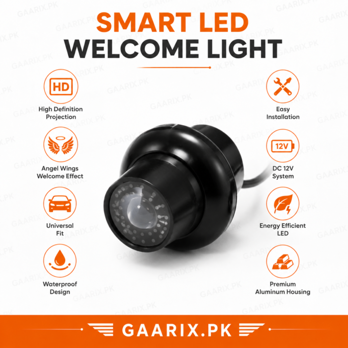 universal-mirror-welcome-projector-light-features Universal Mirror Welcome Projector Light with Angel Wings LED Projection Kit – Waterproof DC 12V Car Courtesy Lights | GAARIX.PK